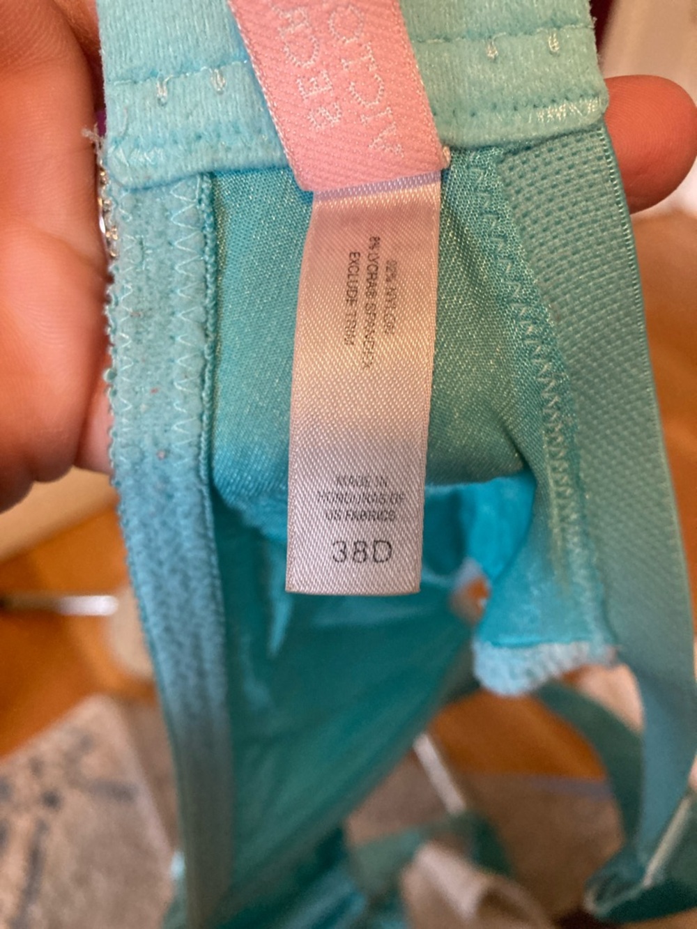 Victoria's Secret Shiny Aqua Satin Underwire Bra 38D - Picture 2 of 5